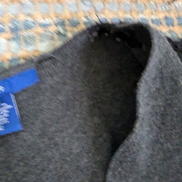 Open Front Cardigan Gray Black Embroidery Longline Sweater Coat *flaws* - Picture 8 of 10